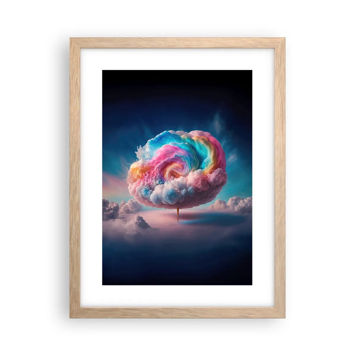 Plakat i ramme af lyst egetræ - En drøm om en forlystelsespark - 30x40 cm