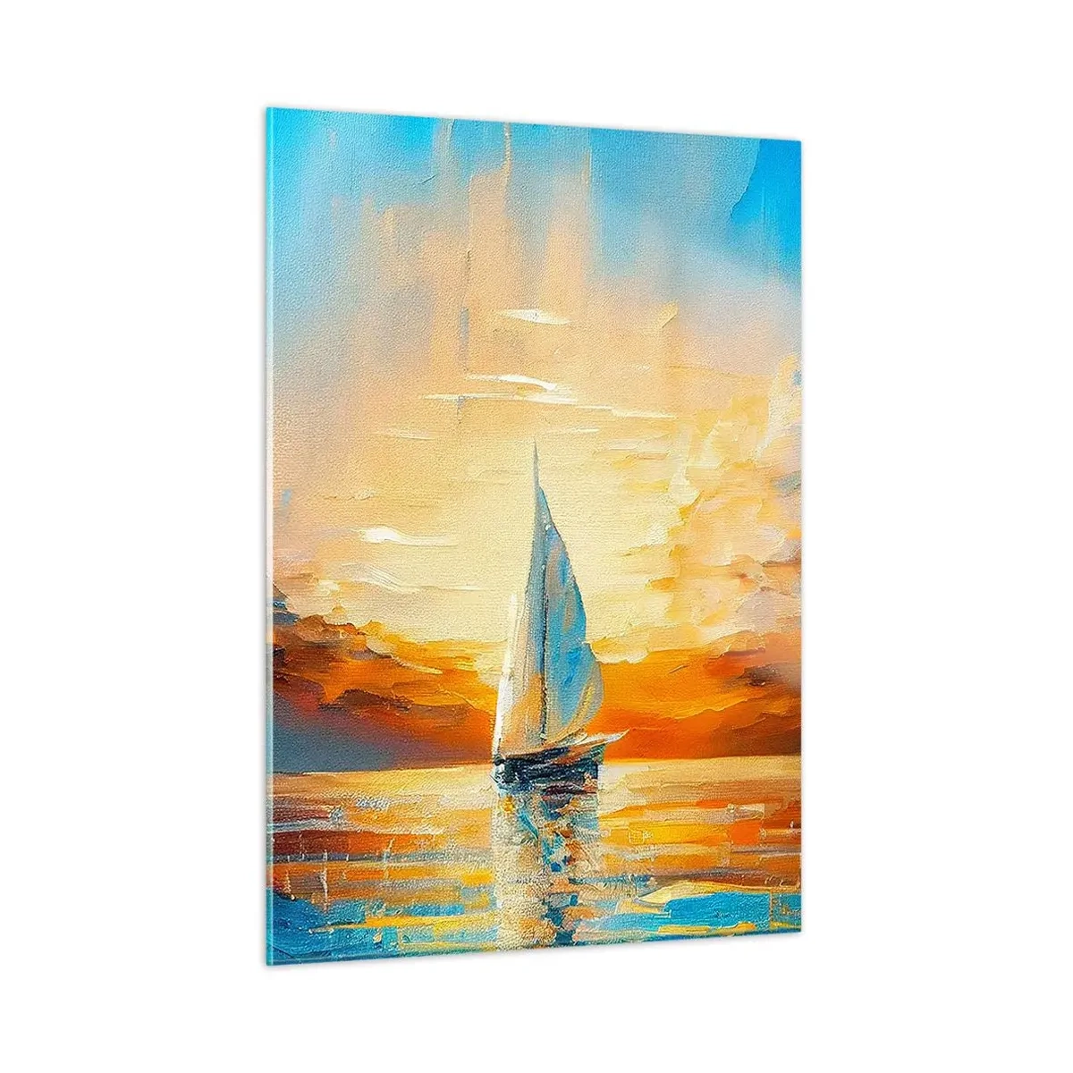Billede på glas - Sejler i guld - 50x70 cm