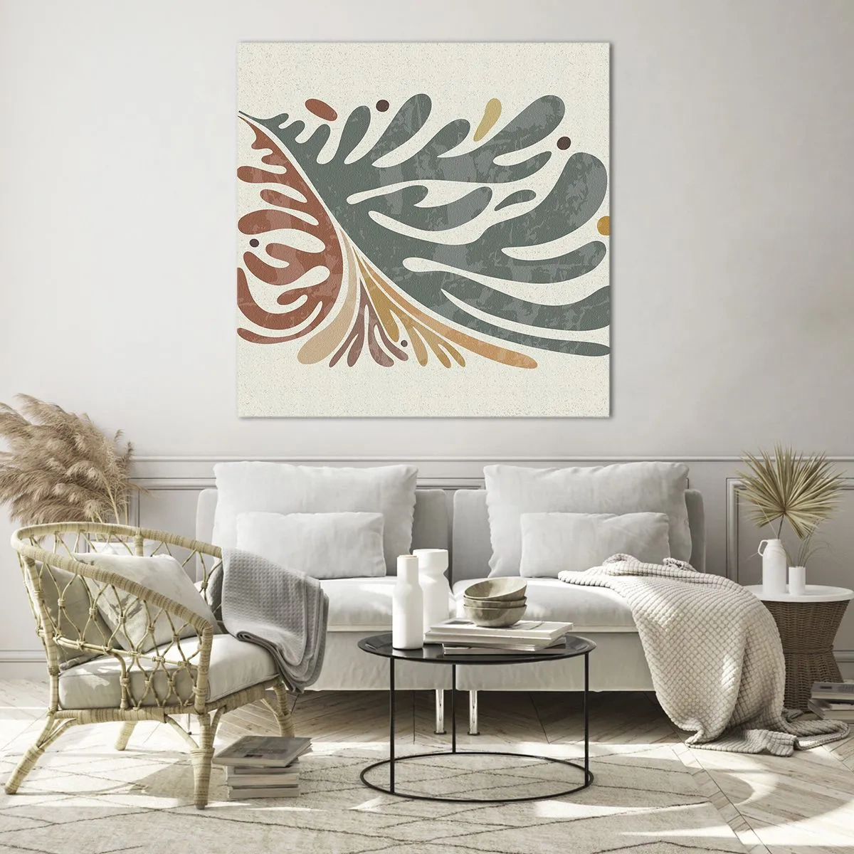 Billede på glas - Flerfarvet blad - 30x30 cm