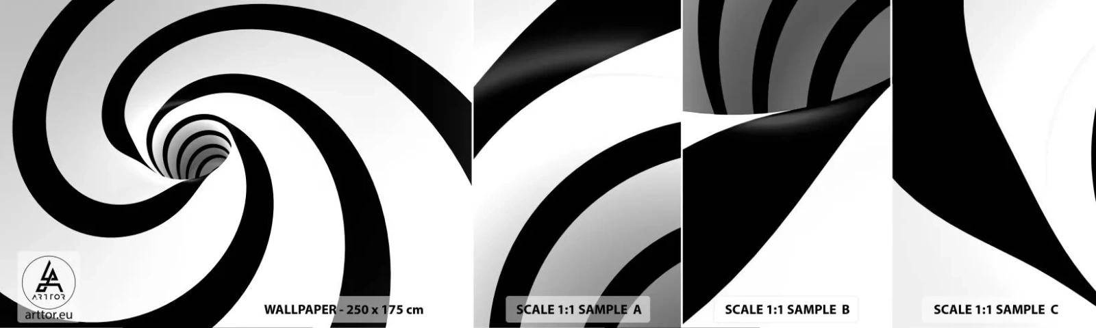 Prøve Fototapet Selvklæbende Deluxe Sticker - Overgiver du dig til vortexen? - Abstraktion, 3D, Vortex - 100x30 cm