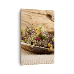 Lærredstryk - Billede på lærred - Farverige blomster og velduftende urter - 80x120 cm