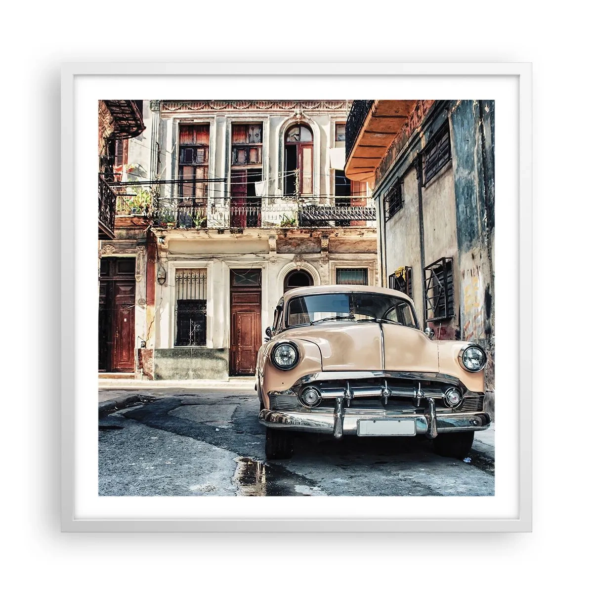 Plakat i hvid ramme - Siesta i Havana - 60x60 cm