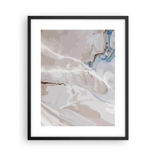 Plakat i sort ramme - Blå slynger sig under det hvide - 40x50 cm