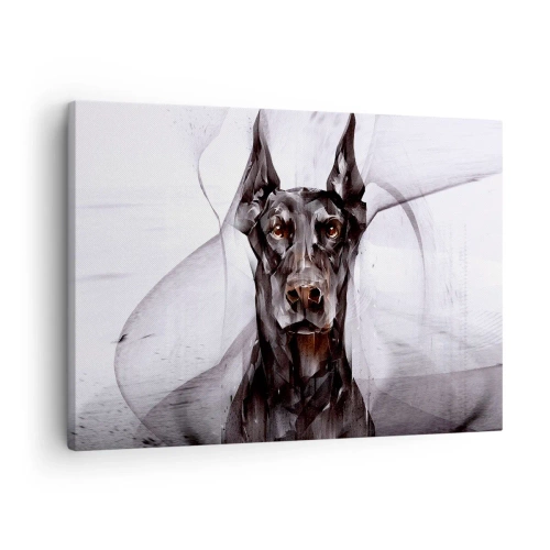Lærredstryk - Billede på lærred - Abstrakt portræt af en hund i en kunstnerisk tilgang - 70x50cm - Nobelt født - Moderne vægdekoration til stue og soveværelse ARTTOR
