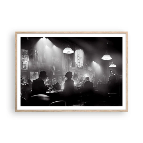 Plakat i ramme af lyst egetræ - I en jazzet stemning - 100x70 cm