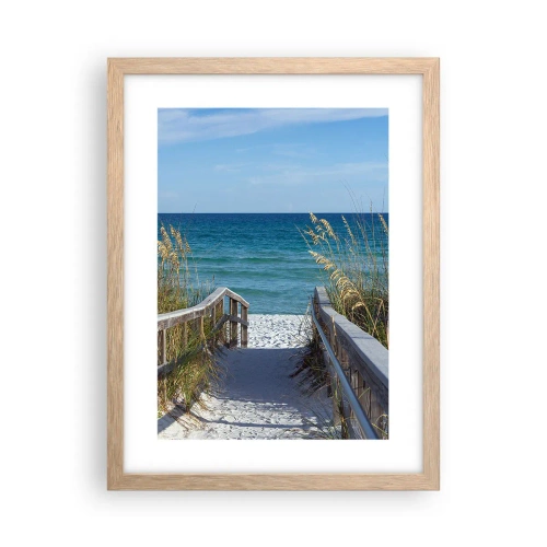 Plakat i ramme af lyst egetræ - I solen, i vinden - 30x40 cm