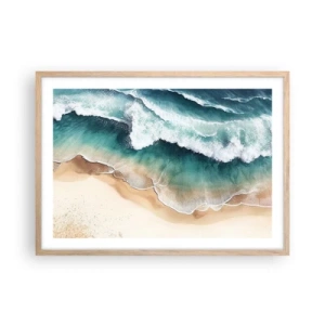 Plakat i ramme af lyst egetræ - Et evigt møde - 70x50 cm