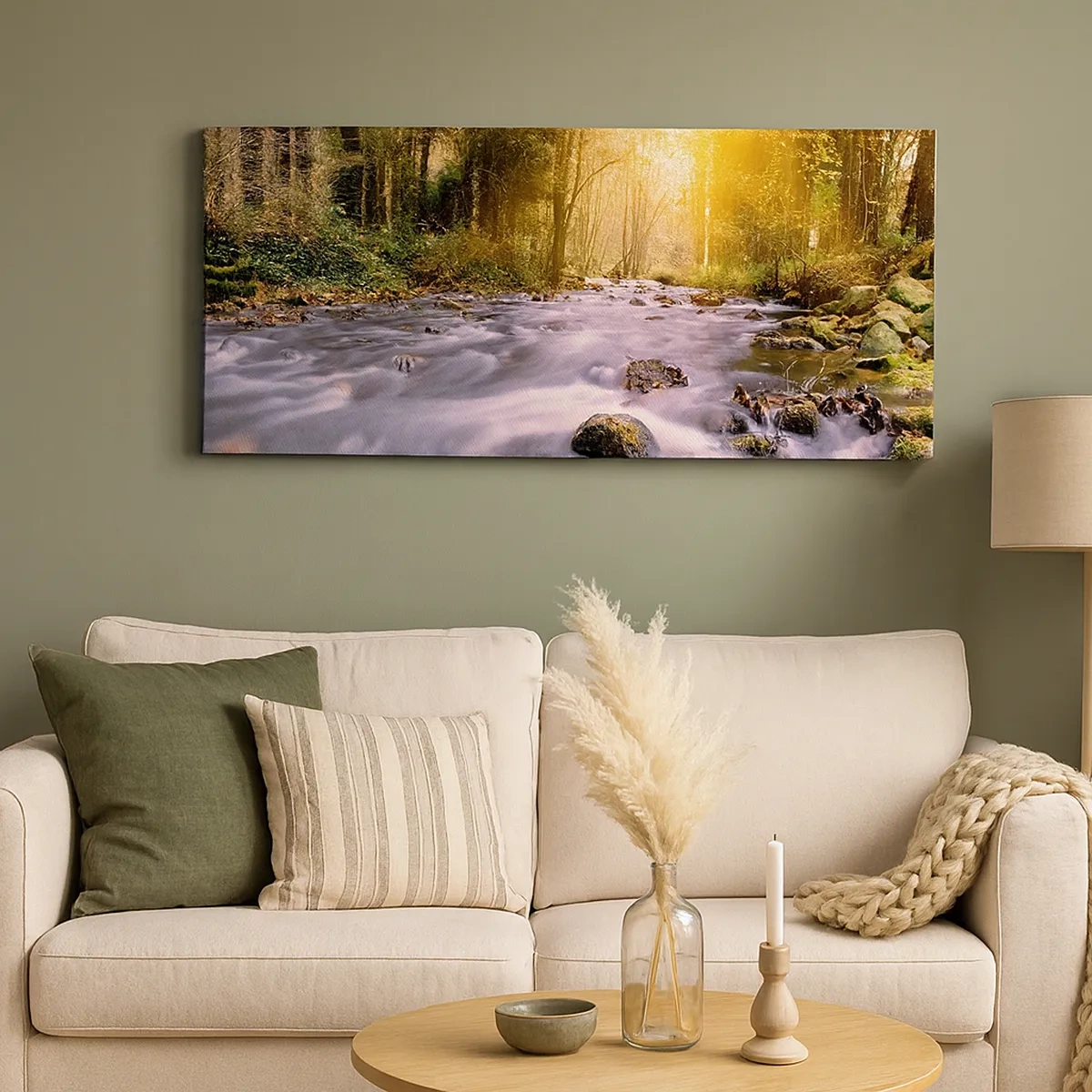 Lærredstryk - Billede på lærred - Malachit i sølv- og guldfatning - 30x30 cm