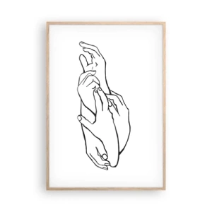 Plakat i ramme af lyst egetræ - God berøring - 70x100 cm