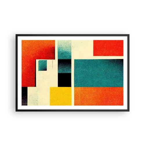Plakat i sort ramme - Geometrisk abstraktion - god energi - 91x61 cm