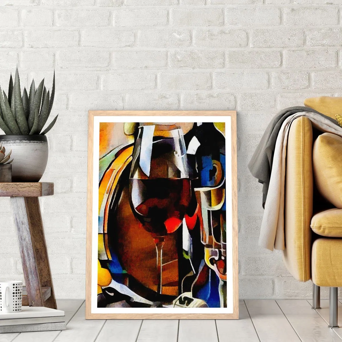 Plakat i ramme af lyst egetræ - Og verden bliver mere farverig - 30x40 cm