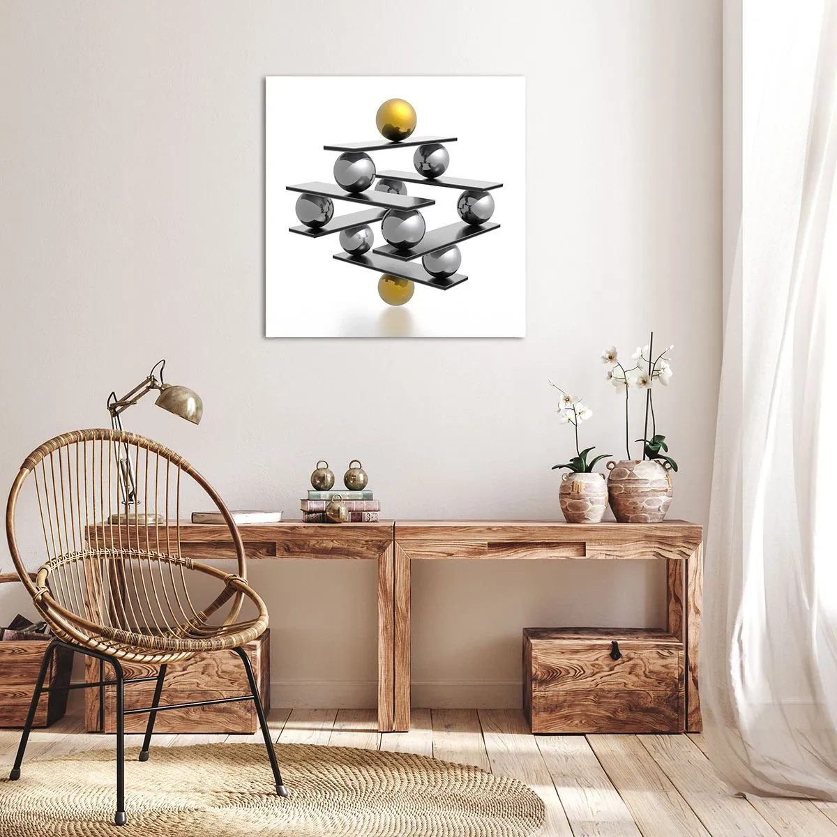 Lærredstryk - Billede på lærred - Guld-sølv-balancen - 40x40 cm