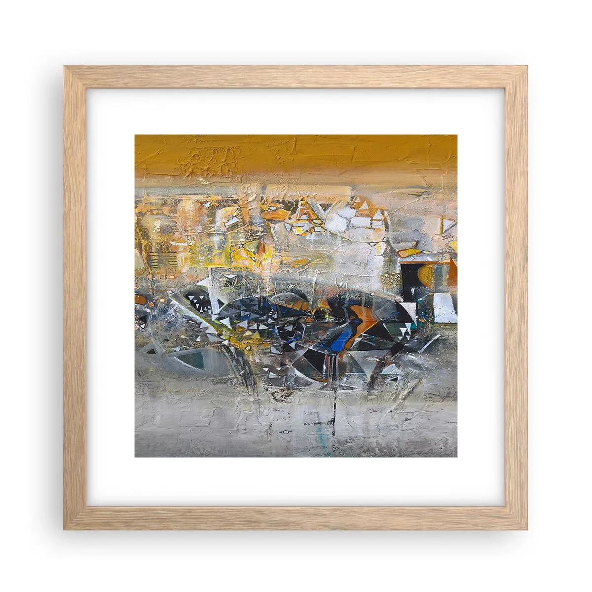 Plakat i ramme af lyst egetræ - Alt vil falde på plads - 30x30 cm