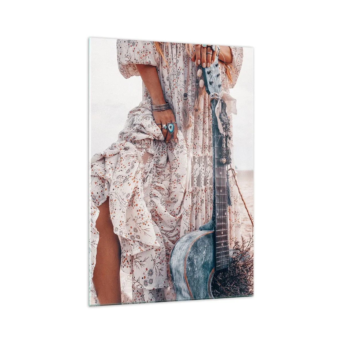 Billede på glas - Børn blomster på vej - 70x100 cm