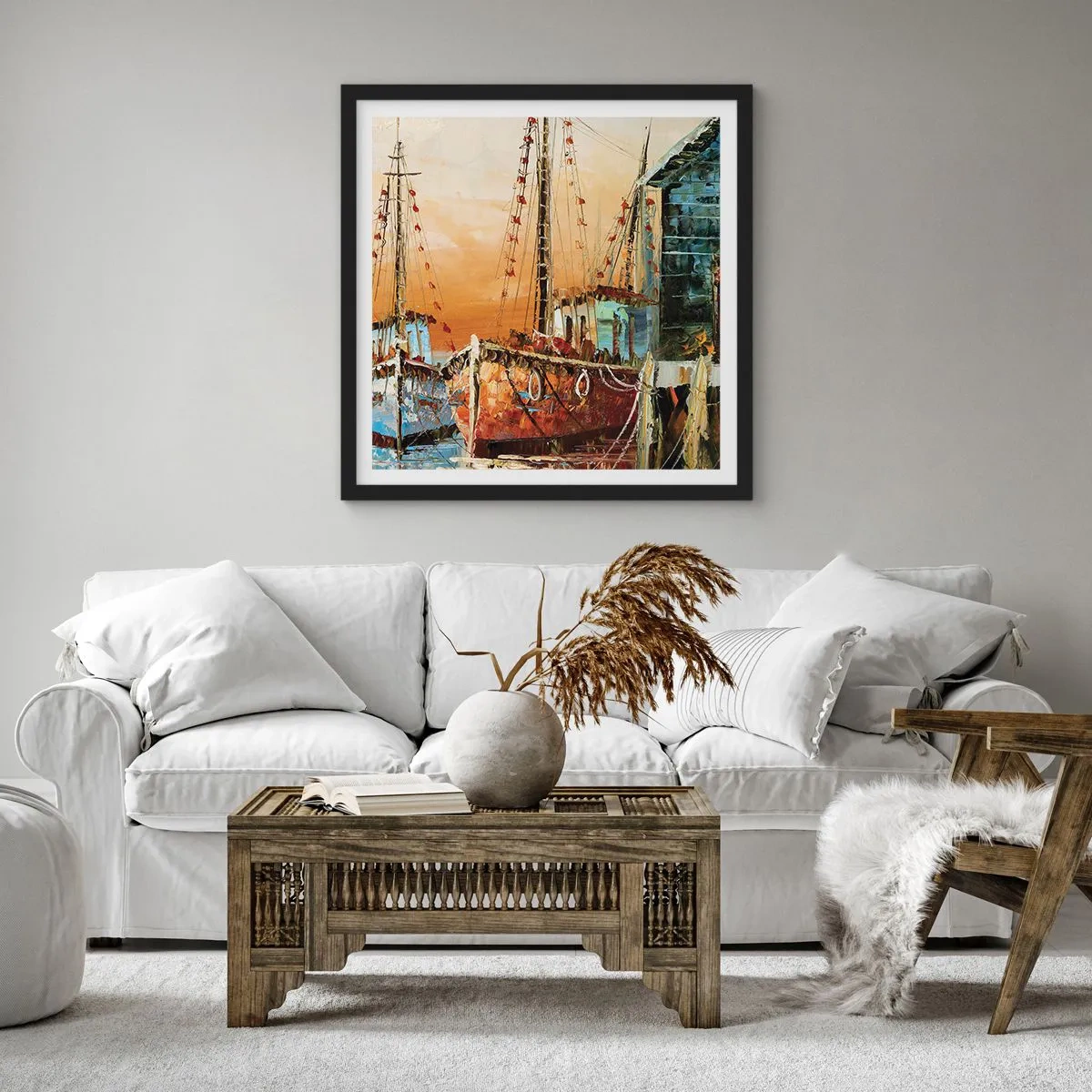 Plakat i sort ramme - Fredelig tilbagevenden - 50x50 cm
