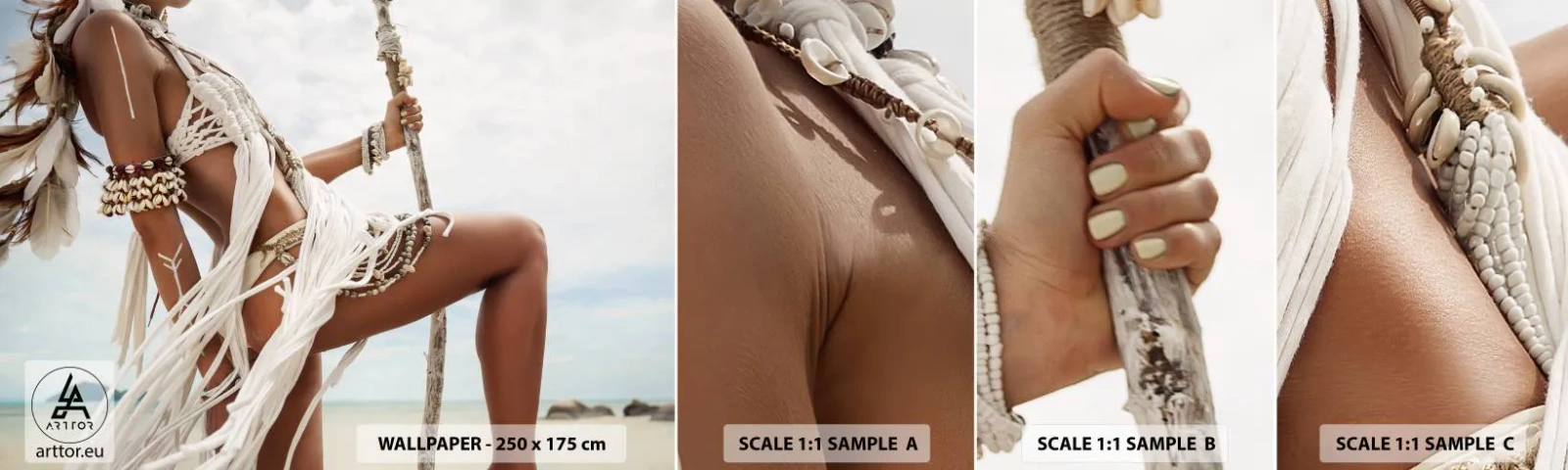 Fototapet Prøve Standard Eco - Præstinde af solen - Kvinde, Boho, Årgang - 100x30 cm