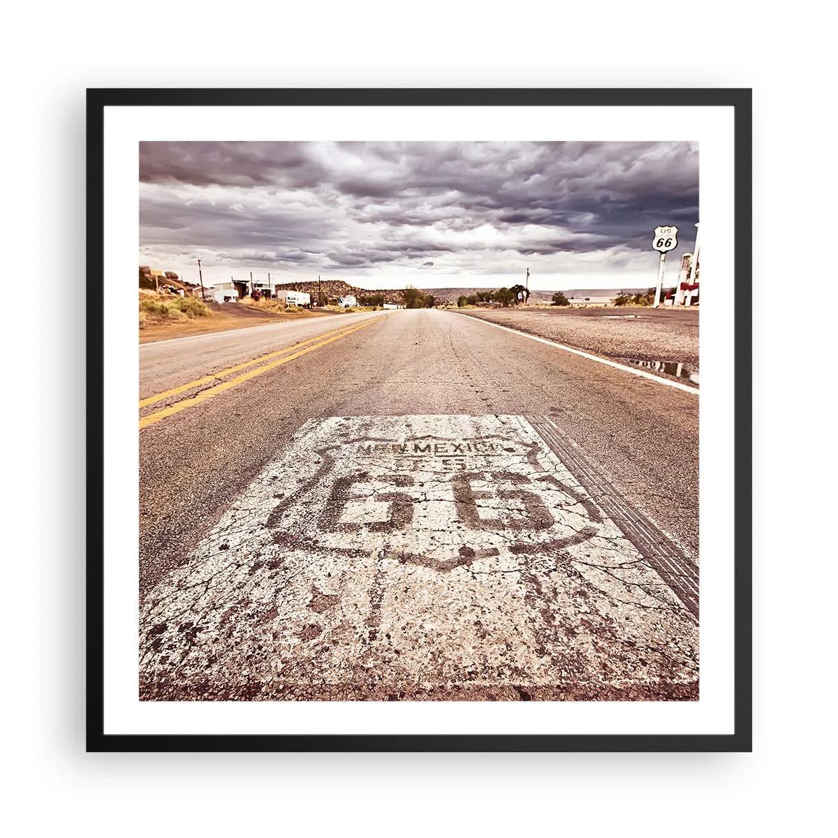 Plakat i sort ramme - Mother Road - amerikansk legende - 60x60 cm