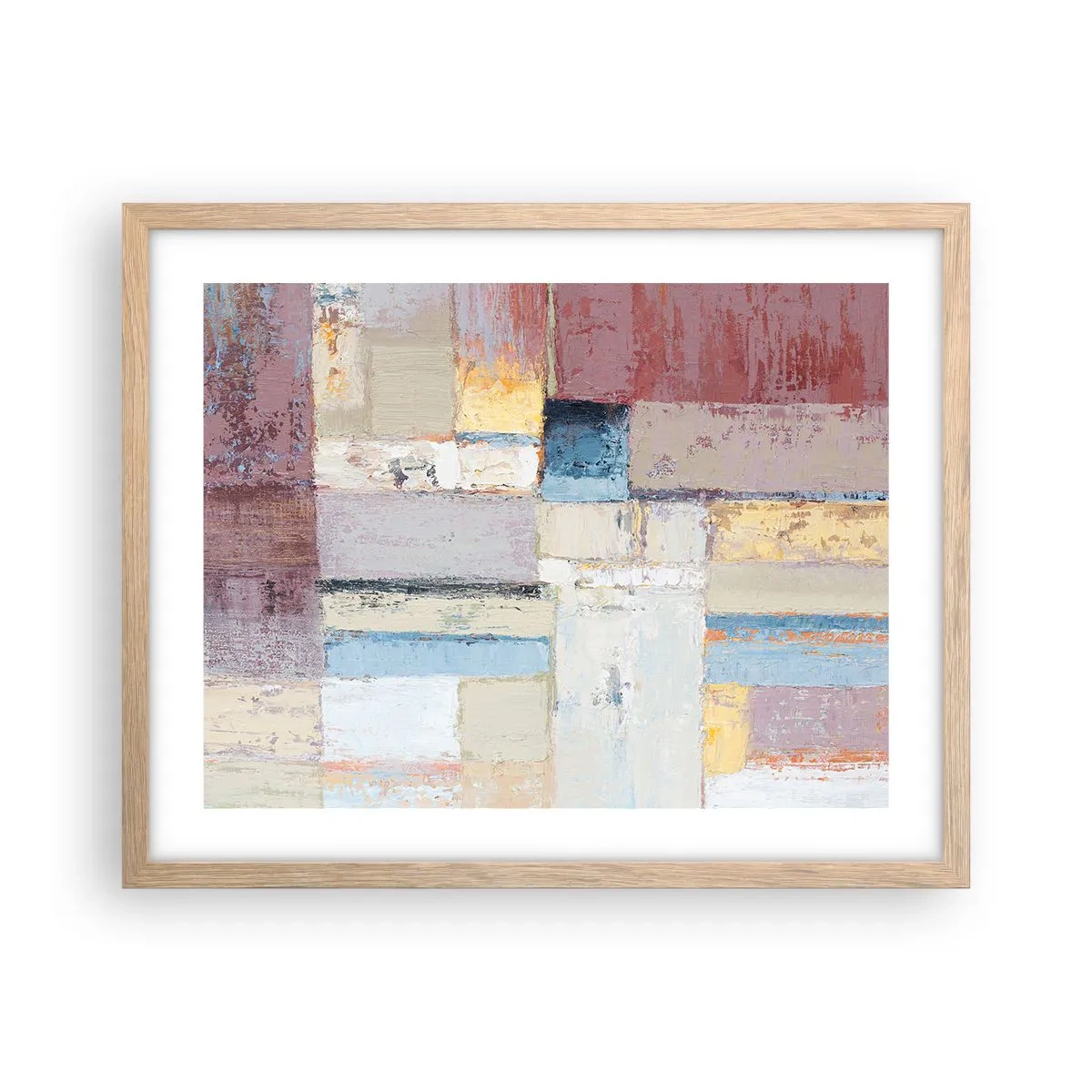 Plakat i ramme af lyst egetræ - Geometriens ro - 50x40 cm