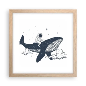 Plakat i ramme af lyst egetræ - Et kosmisk eventyr - 30x30 cm