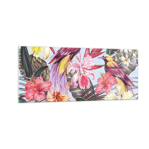 Billede på glas - Kronblade og fjer - 100x40 cm