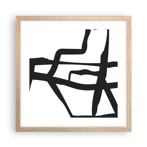Plakat i ramme af lyst egetræ - Sort og hvid konstruktion - 40x40 cm