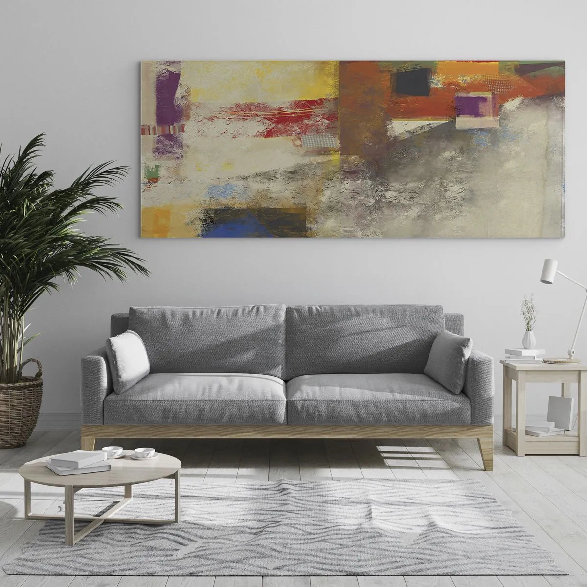 Billede på glas - Geometri af farver - 100x40 cm