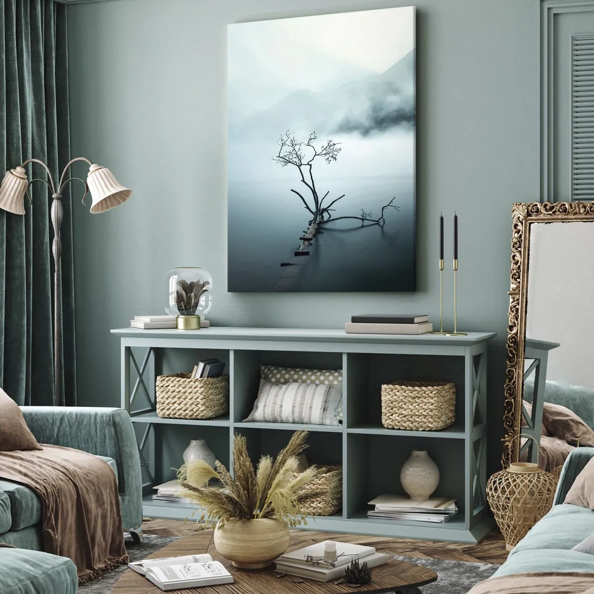 Lærredstryk - Billede på lærred - Ud af vand og tåge - 50x70 cm
