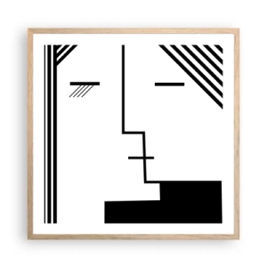 Plakat i ramme af lyst egetræ - Bare et kys - 60x60 cm