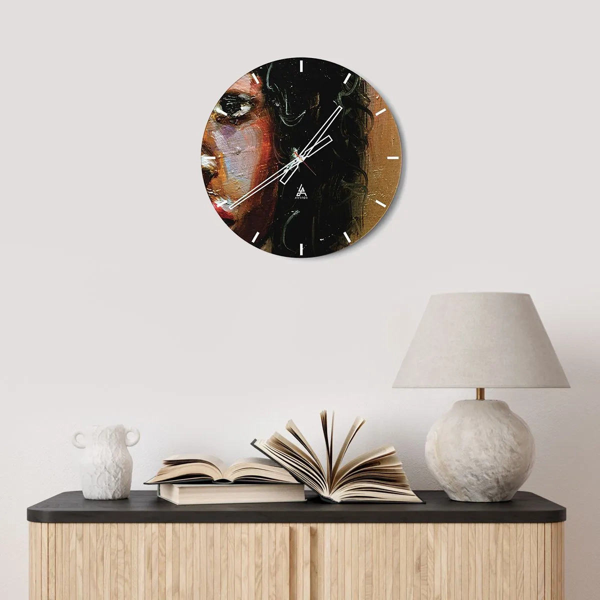 Vægur, Uret - Sort og glitter - 40x40 cm