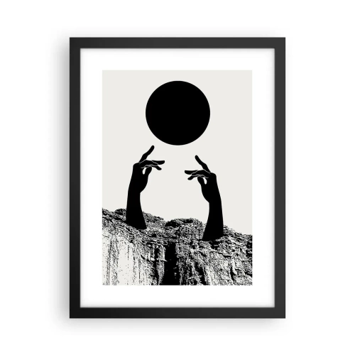 Plakat i sort ramme - Surrealistisk komposition: solen og resten - 30x40 cm