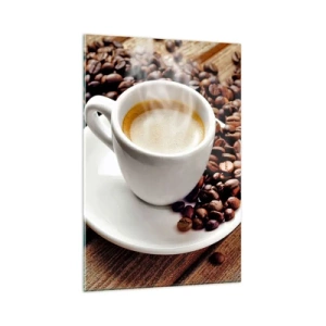 Billede på glas - Kaffe på bænken - 80x120 cm