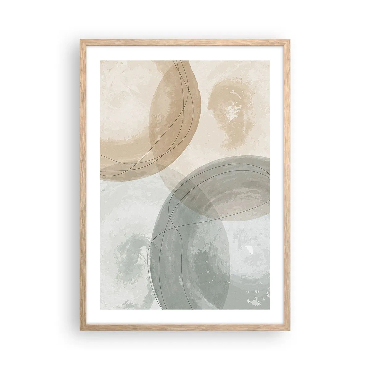 Plakat i ramme af lyst egetræ - Gennemtrængning af verdener - 50x70 cm
