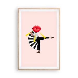Plakat i ramme af lyst egetræ - Surrealistisk popkunst - 61x91 cm