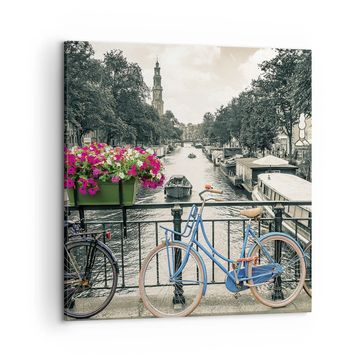 Lærredstryk - Billede på lærred - Farverne i Amsterdams gader - 50x50 cm