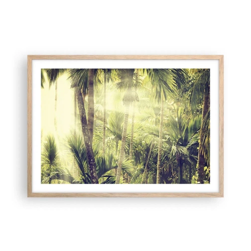 Plakat i ramme af lyst egetræ - I grønne gløder - 70x50 cm