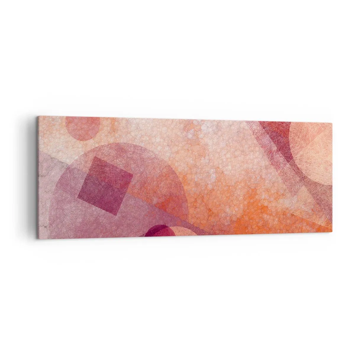 Lærredstryk - Billede på lærred - Geometriske transformationer i pink - 140x50 cm