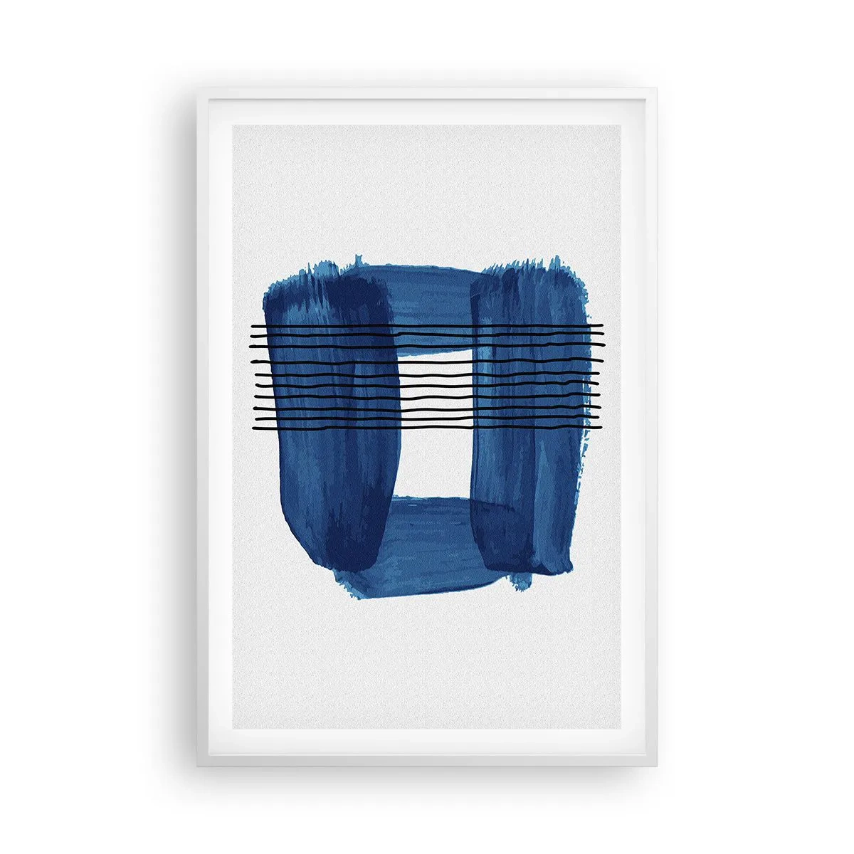 Plakat i hvid ramme - Blå-sort sammensætning - 61x91 cm