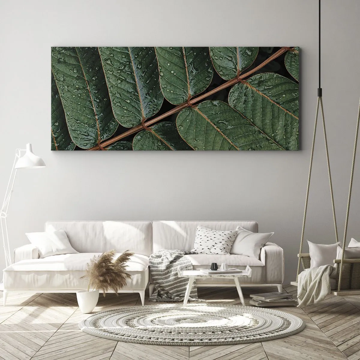 Lærredstryk - Billede på lærred - I en grøn rytme - 90x30 cm