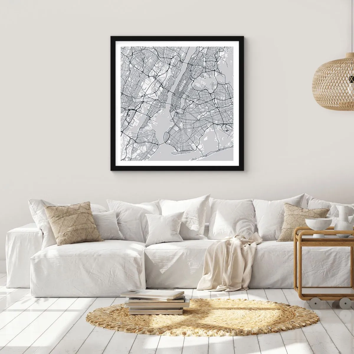Plakat i sort ramme - Anatomi af en storby - 40x40 cm