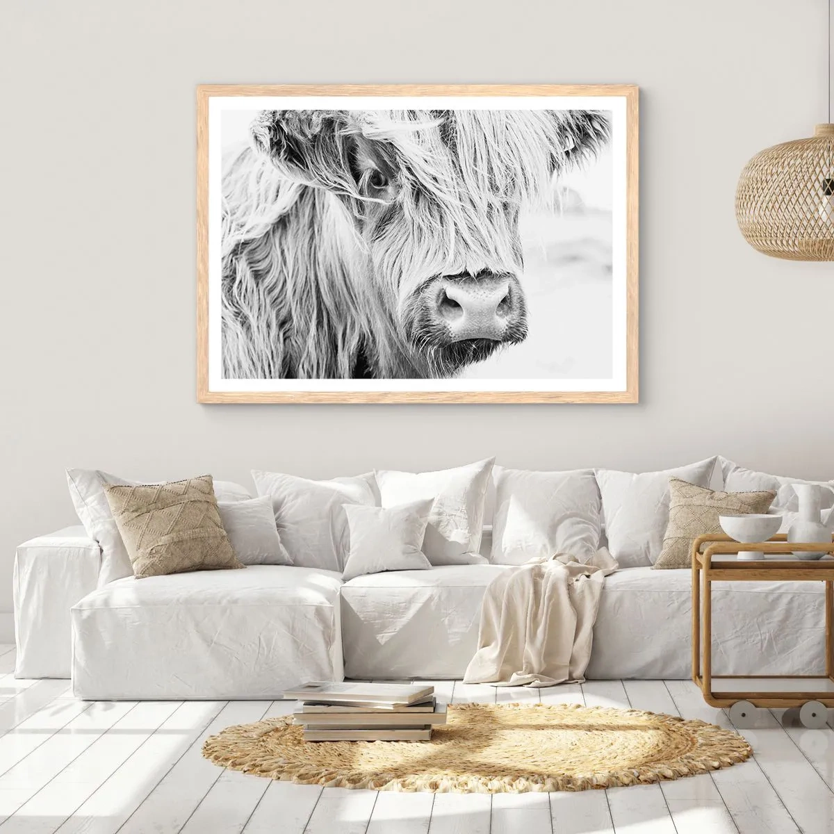 Plakat i ramme af lyst egetræ - Skotsk vildmark - 70x50 cm