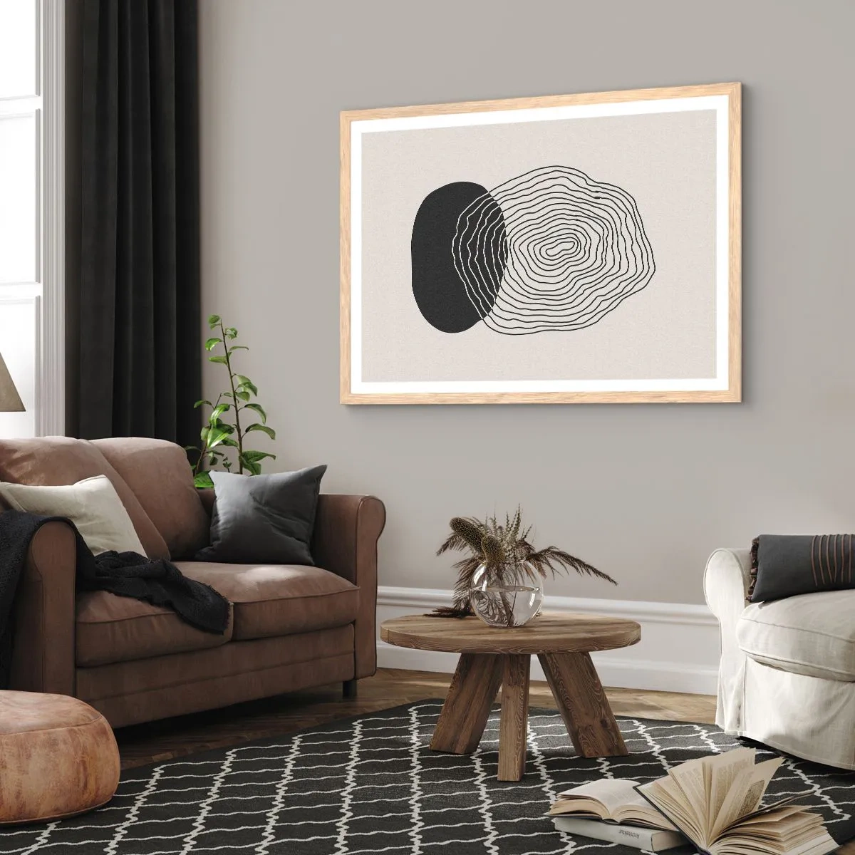 Plakat i ramme af lyst egetræ - Varighed og vibration - 50x40 cm