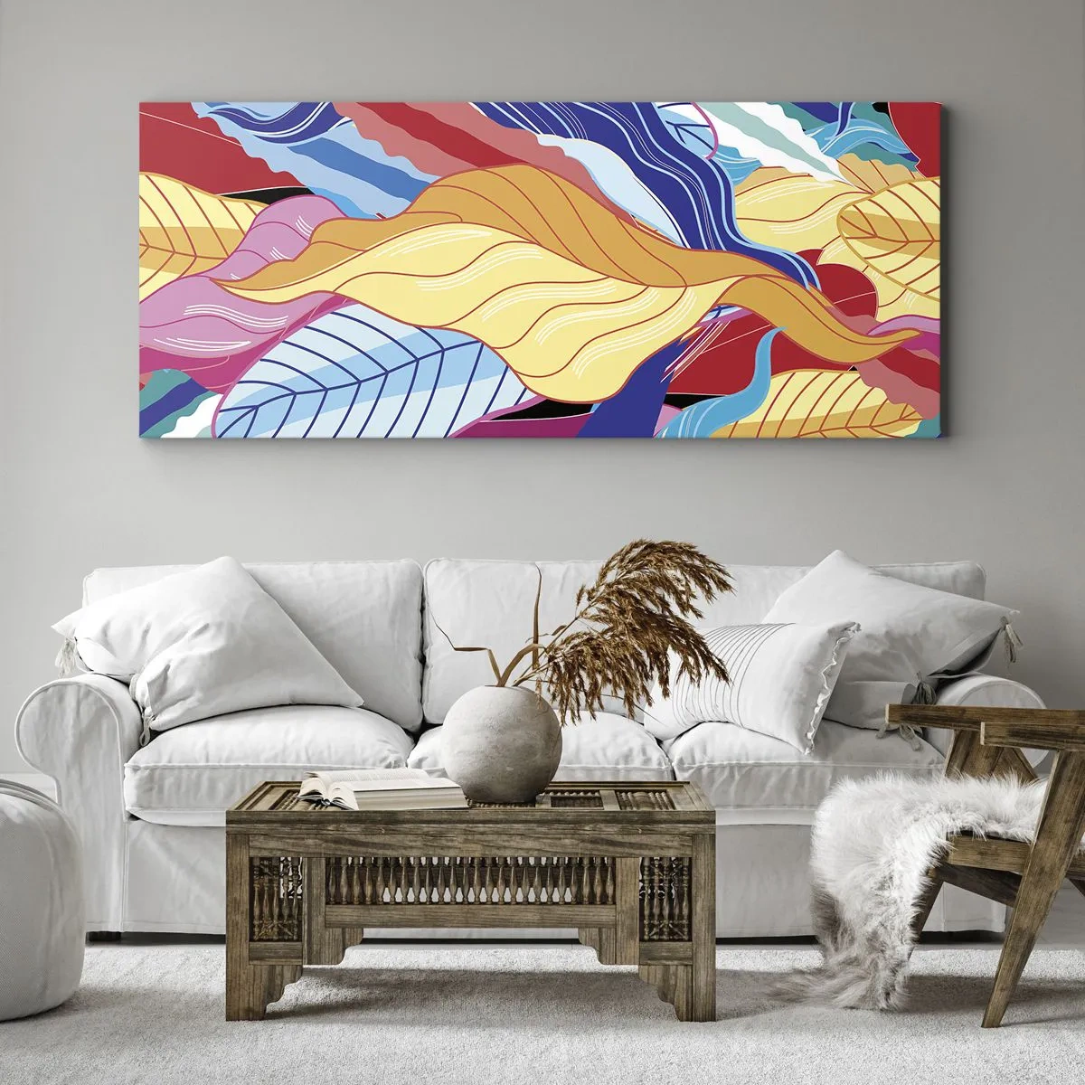 Lærredstryk - Billede på lærred - Et farverigt rod - 100x40 cm