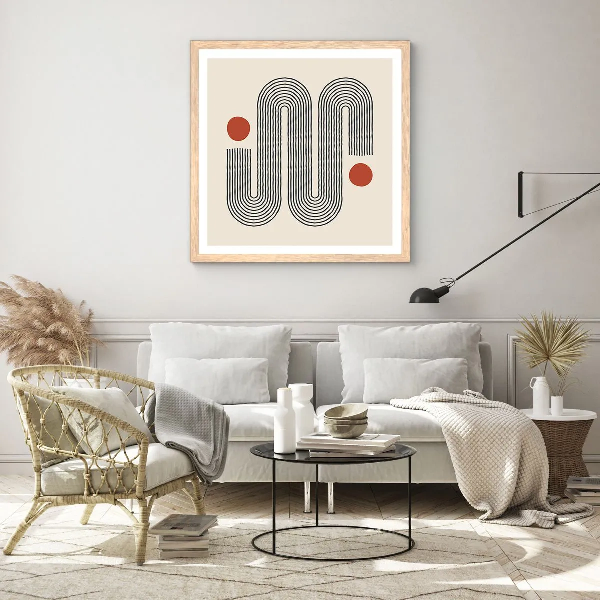 Plakat i ramme af lyst egetræ - Fra start til slut - 60x60 cm
