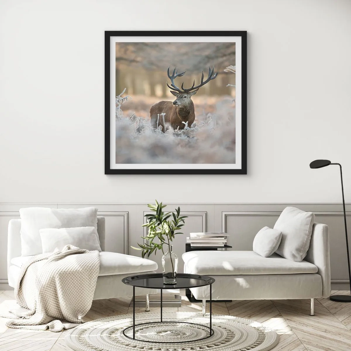 Plakat i sort ramme - En frisk morgen - 30x30 cm