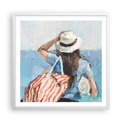 Plakat i hvid ramme - Velkommen på ferie - 60x60 cm