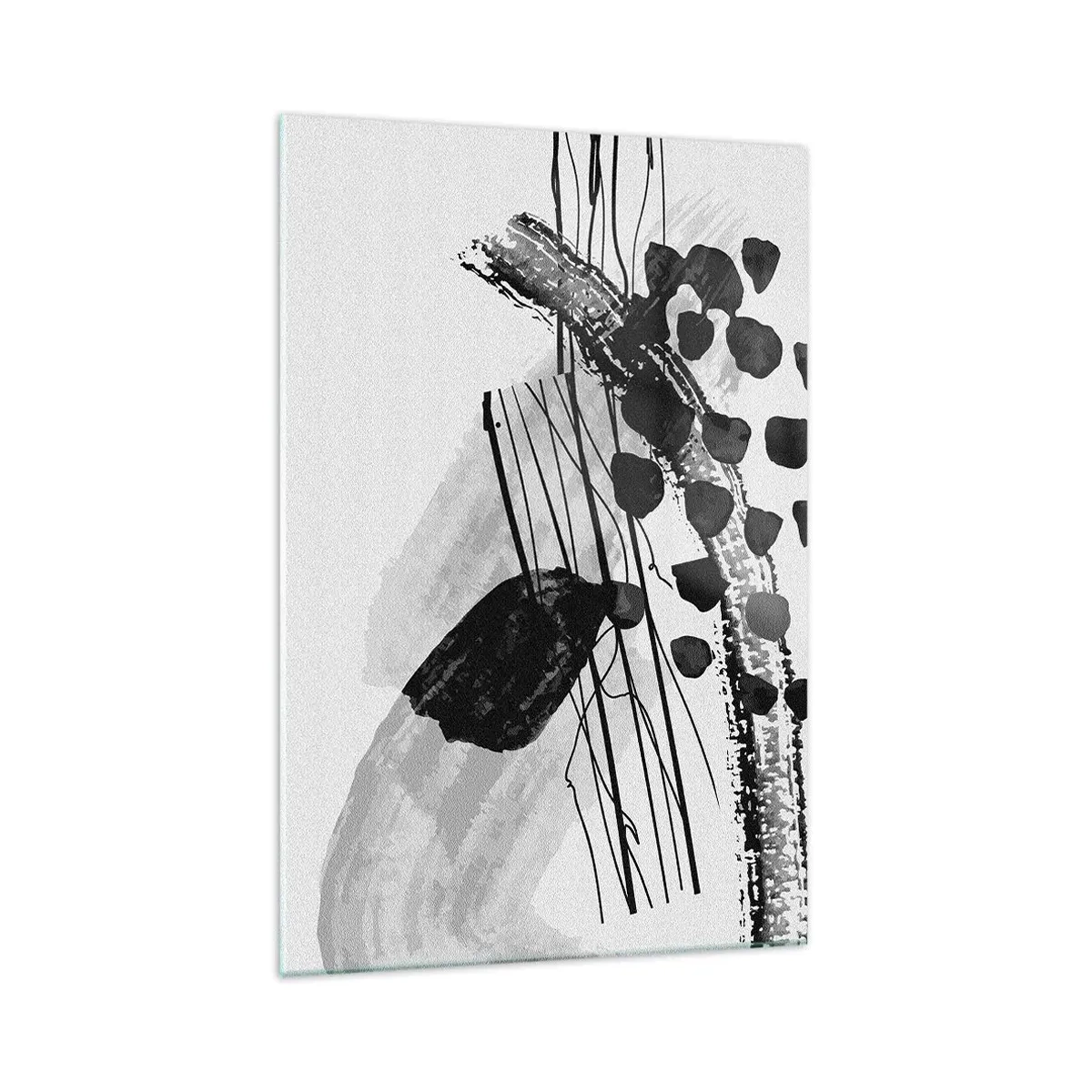 Billede på glas - Sort og hvid organisk abstraktion - 70x100 cm
