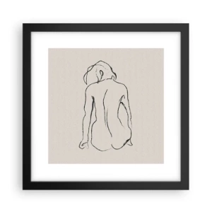 Plakat i sort ramme - Nøgen pige - 30x30 cm