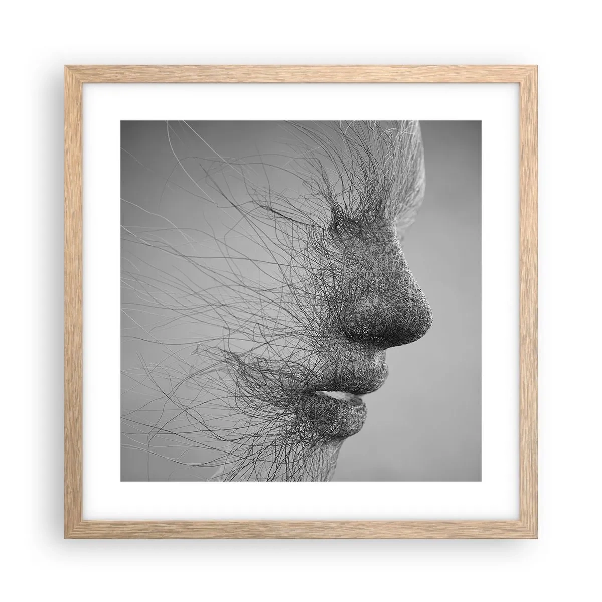 Plakat i ramme af lyst egetræ - Vindens ånd - 40x40 cm