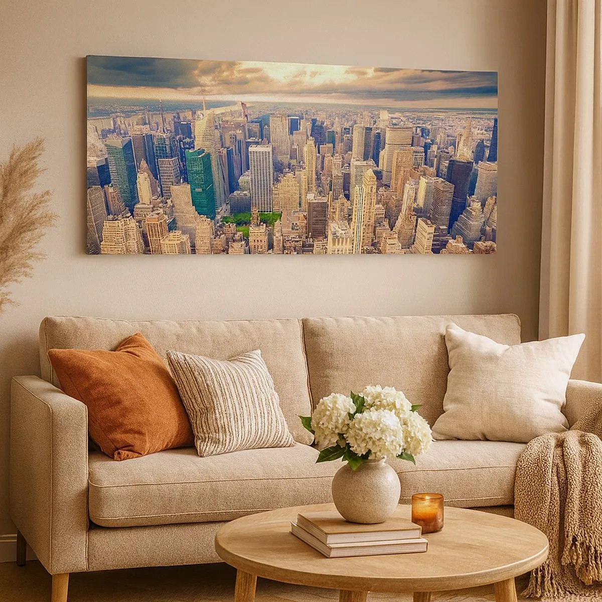 Lærredstryk - Billede på lærred - En forgyldt metropol - 100x40 cm