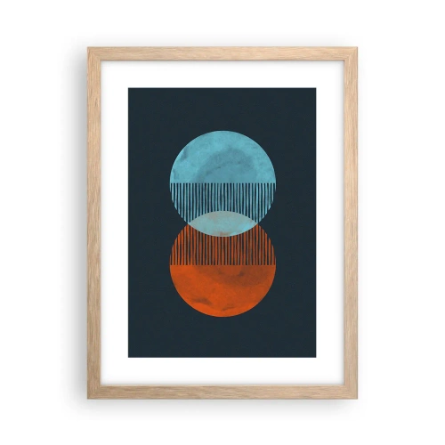 Plakat i ramme af lyst egetræ - Astronomisk fantasi - 30x40 cm